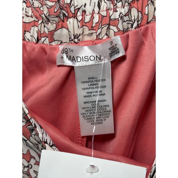 NWT 89th Madison Plus Size 2X Floral Midi Skirt - Sandstone Coral/White - Picture 5 of 9